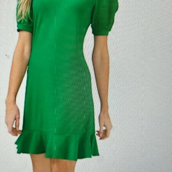 CeCe Clip Dot Dress, Size 1X, Color Lush Green - Picture 2 of 3